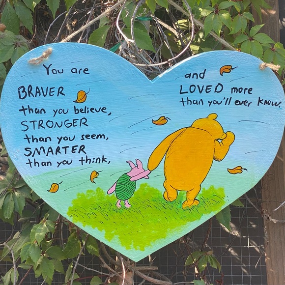 Winnie The Pooh Hand Painted Acrylic on Wood Inspired Quote Art - Picture 6 of 8